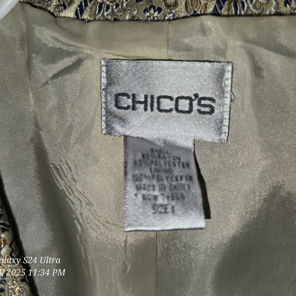 Chico's Gold and Black Women's Jacket(Size 1) - Picture 2 of 9